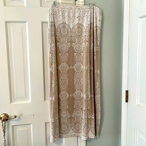 Tan and white maxi skirt nurture 🌷